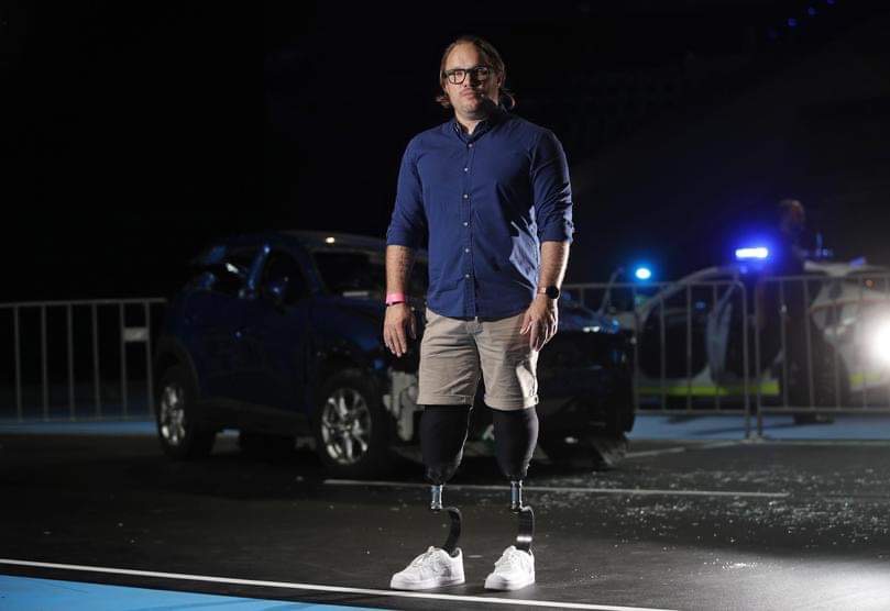 Rob Pike at a road safety demonstration